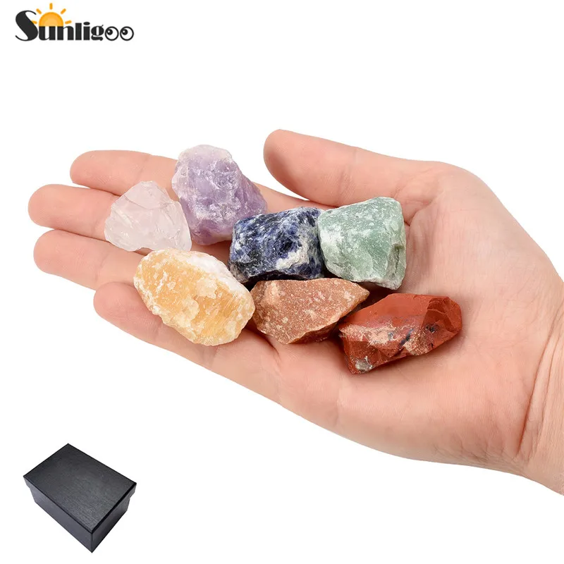 Online Sunligoo 7 stücke Chakra Natürliche Steine Grobe Kristalle für Taumeln Cabbing (Amethyst Klar Quarz Sodalith  topaz) 0,95 \