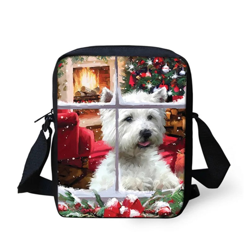 001 THINK Christmas Westie печать сумка-мессенджер для девочек студентов детей путешествия мини сумки на плечо Подарочный пакет для детей Индивидуальные - Цвет: 001