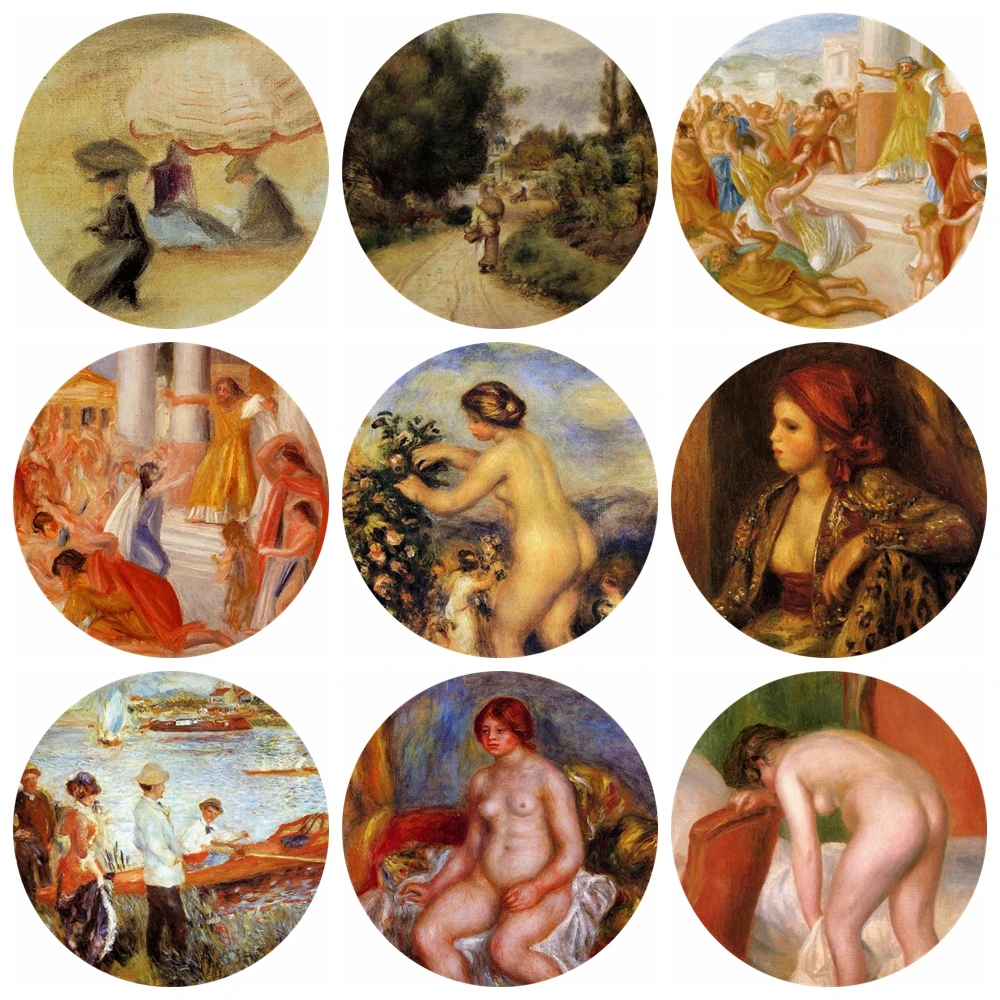 

20pcs 12~40mm Artist Pierre-Auguste Renoir Art Paintings Collection Nude Fixing Her Hair Glass Cabochon DIY Jewelry Findings