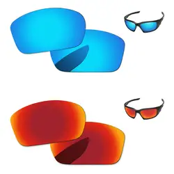 Огонь красный и голубой лед 2 пары зеркало Поляризованные замена оптические стёкла для скальпель солнцезащитные очки женщин рамки 100% UVA и UVB