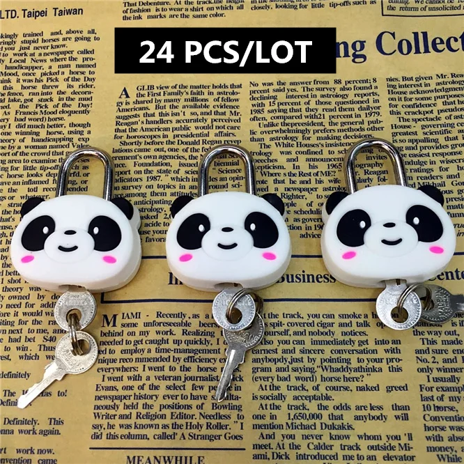 #*Cheap 24PCS Cute Panda Lock cartoon Padlock student craft lock storage box padlock Zipper Bag Backpack Handbag Drawer Cabinet Key gift