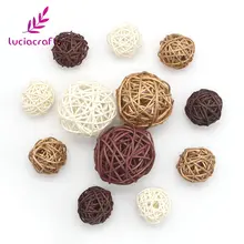 Lucia Crafts 12pcs/lot 3-5cm Mixed 3 Colors Wicker Vintage Sepak Takraw Ball DIY Home Decoration Accessories 024063