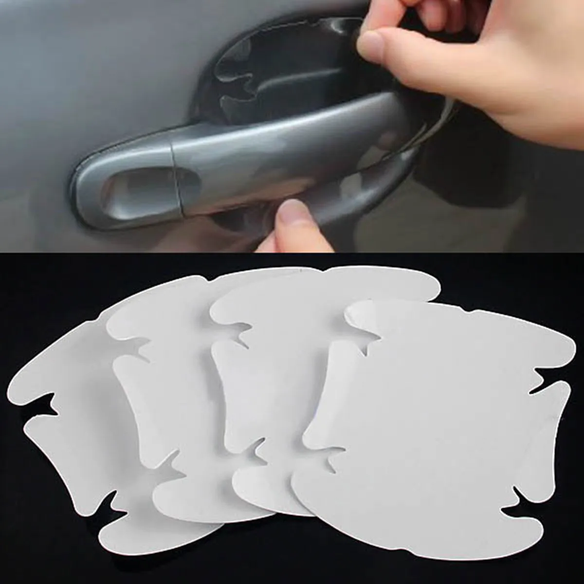 

4pcs Car Door Handle Scratch Protector Film Sheet Invisible Adhesive Universal Car Door Handle Paint Scratch Guard Stickers