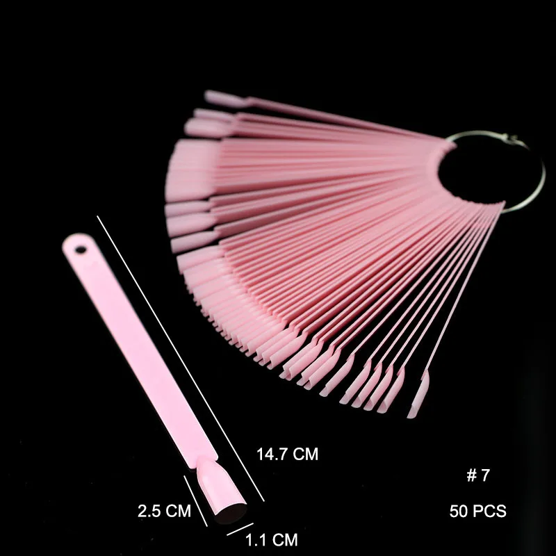 Накладные кончики для ногтей, цветные карты, прозрачные веерные ногти, сделай сам, дисплей для дизайна ногтей, практический акриловый УФ-Гель-лак, инструмент для маникюра - Цвет: Pink 50pcs