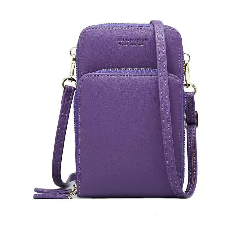 Unishow роскошные сумки-мессенджеры для женщин клатч мини сумка через плечо Женская Большая вместительная сумка для телефона дамская сумочка на молнии - Цвет: Фиолетовый