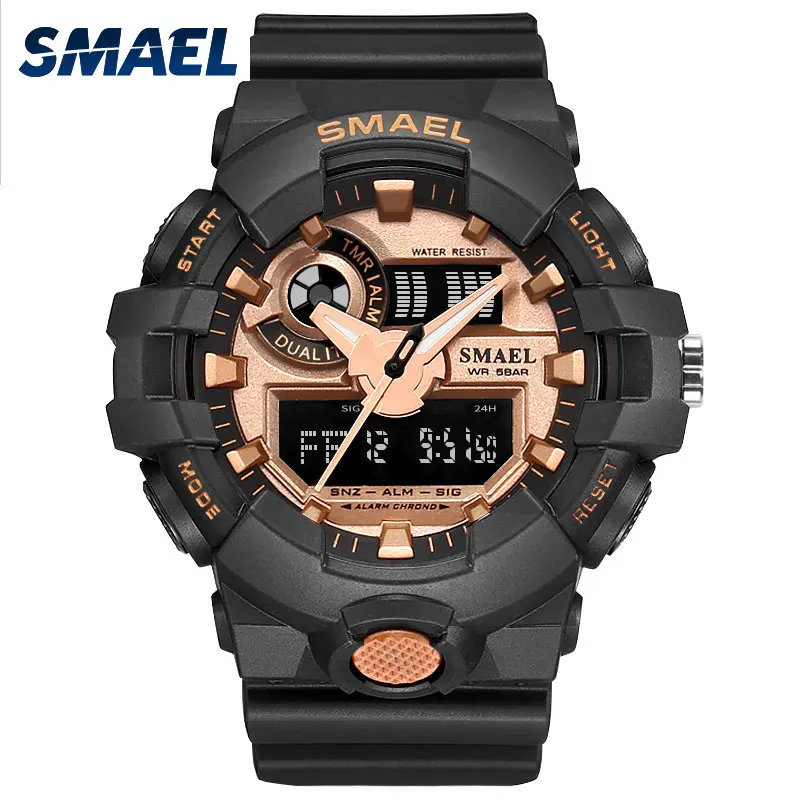 

SMAEL Mens Watches Dual Time Analog Quartz Watch Men Waterproof Chronograph Auto Date Sport Digital Wristwatch relogio masculino