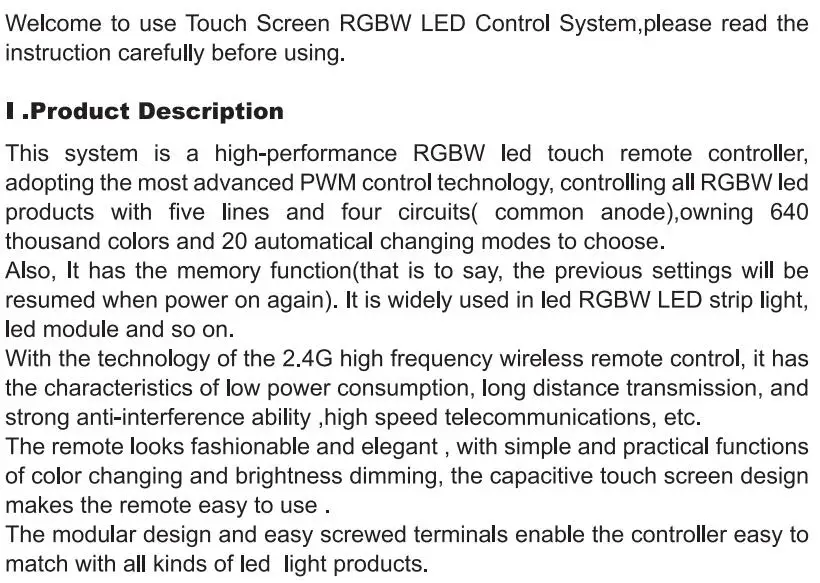 DC12-24V 24a 2.4 г rf Беспроводной пульт дистанционного управления с сенсорным экраном LED контроллер для RGBW лампы светодиодные полосы светильники