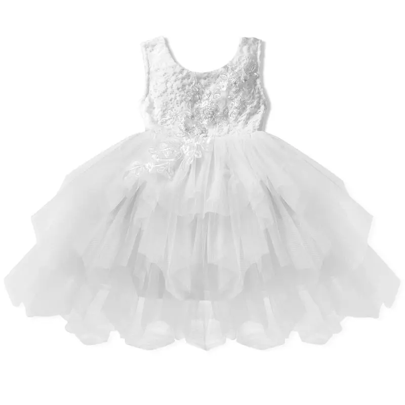 Летнее кружевное платье с v-образным вырезом на спине, одежда для девочек, платье на крестины с цветами для маленьких девочек, одежда принцессы для маленьких девочек 2-6 лет