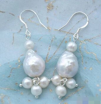 

hot sell new - 1506 almost round keshi reborn pearl dangle earring