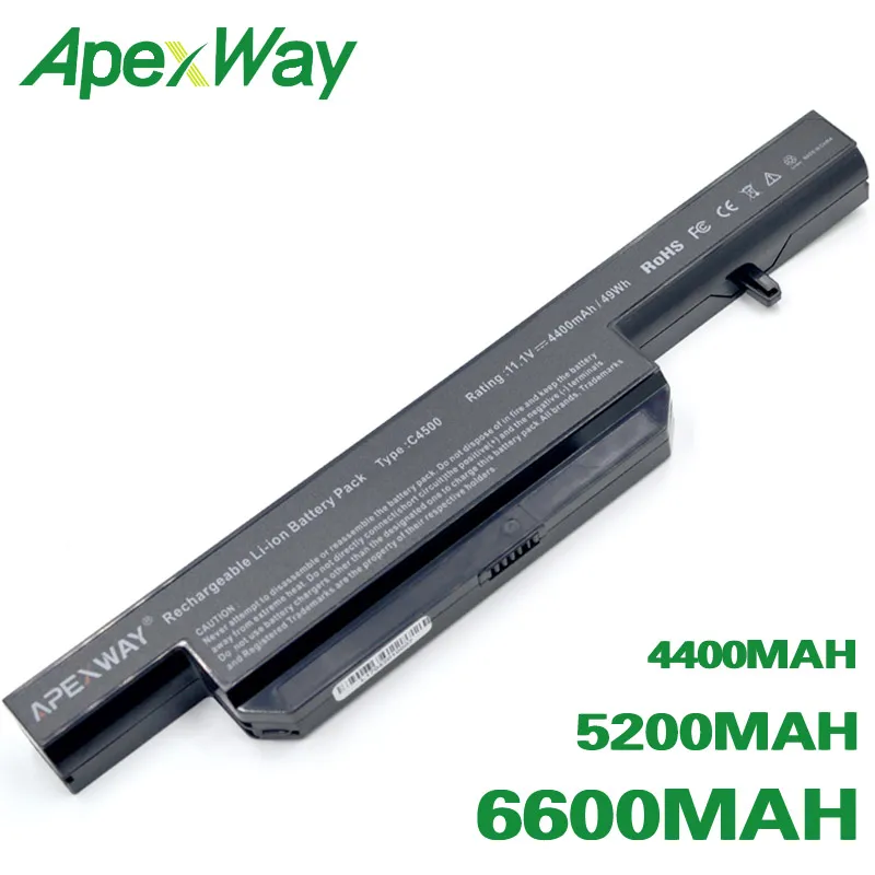 ApexWay Аккумулятор для ноутбука Clevo C4500BAT-6 C4500BAT 6 B4100M C4500 W250H B4105 B5100M C4500BAT6 W150 B5130M W240C W240HU