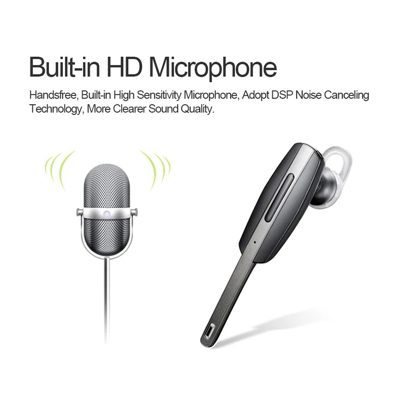 

Noise Cancelling Wireless Stereo Bluetooth Headset Earphone With Microphone, Receive Phone Calls & Listen Music