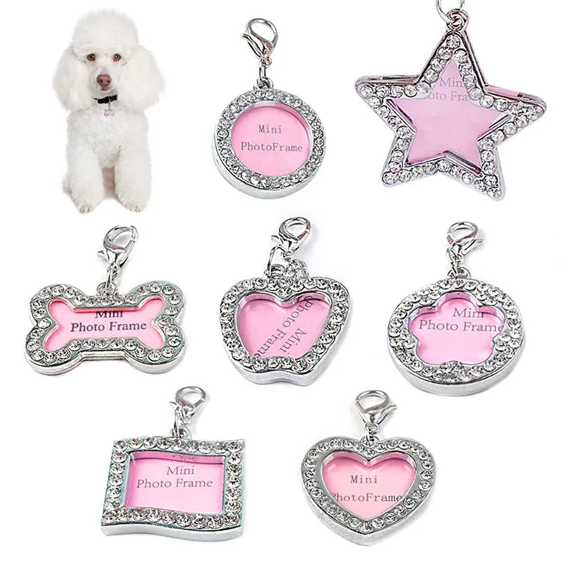 

Dog ID Tag Metal Pet Tags for Small Large Dogs Personalized Bone Paw Shape Name Photo Tag Collar Decoration Pet Accessories