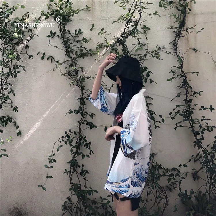 Women Harajuku Cardigan Japanese Kimono Asia Summer Digital Printed Shirt Tops Casual Woman Kimonos Kawaii Yukata Kimono Cosplay