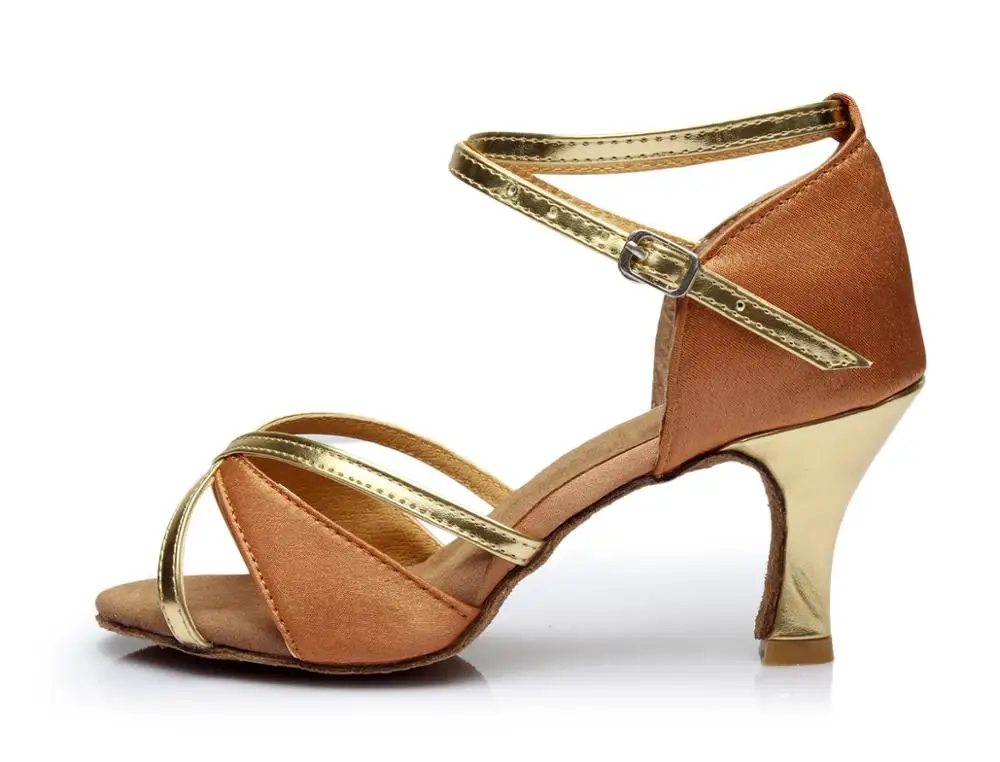 Для женщин для Бальных и латиноамериканских танцев Обувь для увеличения роста; 5/7 см женские туфли для сальсы, танго, Самба Обувь для танцев замшевая подошва VA30836 - Цвет: Brown 7cm