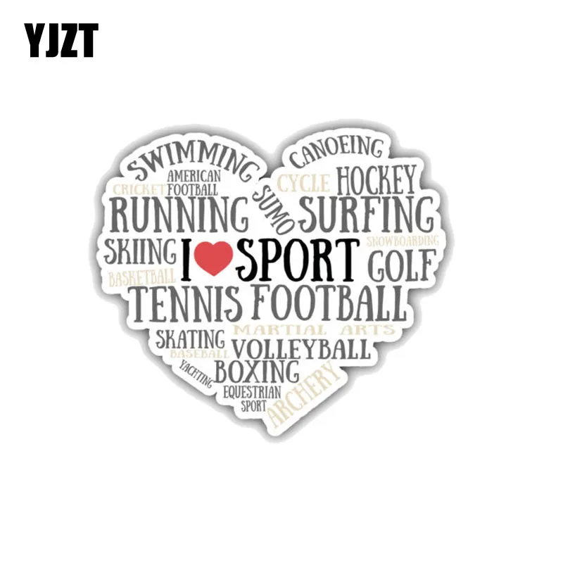 YJZT 15 2 см * 13 I Love Sport Word Heart Decal ПВХ Наклейка на мотоцикл автомобиль 11-00717 | Автомобили