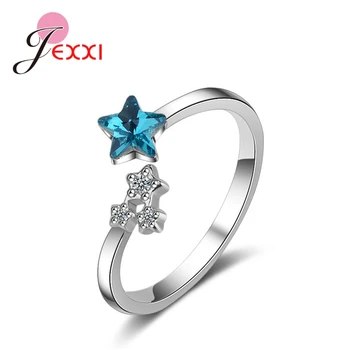 

New Latest Star Finger Ring 925 Sterling Silver Jewelry Blue Star Love Gift Wedding Engagement Accessories For Women Girl