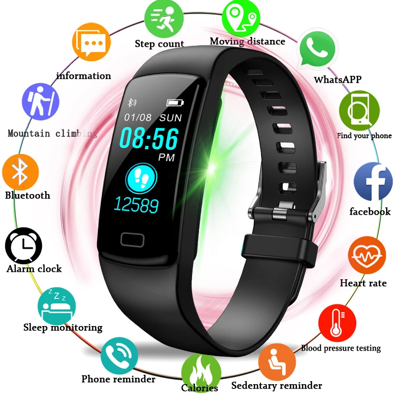 

BANGWEI 2019 New Sport Waterproof Smart Watch Men Blood Pressure Monitor Smart Watch Women Fitness Tracker Pedometer PK mi band