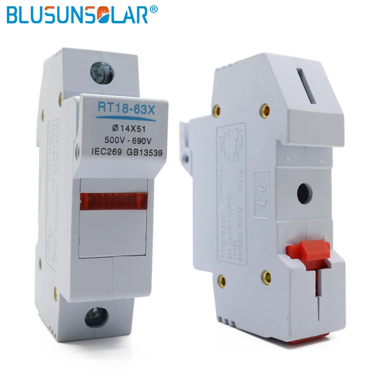 

10 Sets PV Solar Fuse 500V DC 14*51Fuse, with LED Fuse Holder for Solar System Protection RT18-63X 1P