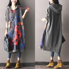 2016 female new autumn and winter plus size long design plus velvet with hood outerwear color block print sweatshirt