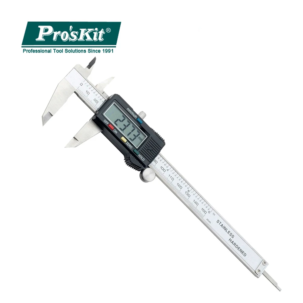 

Pro'sKit PD-151 Digital Caliper Stainless Steel 150mm/6" Inch Metric System Imperial Standard Calipers Measuring Tool Micrometer