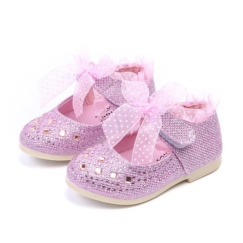 Новая Осенняя обувь для маленьких девочек с цветком, серебряный кружевной блеск, модельные туфли для маленьких девочек, танцевальная Свадебная и праздничная обувь принцессы