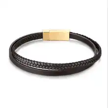 Классические Браслеты для дам высокое качество тканые манжеты веревку цепи Нержавеющая сталь Магнитная застежка браслет любителей подарок