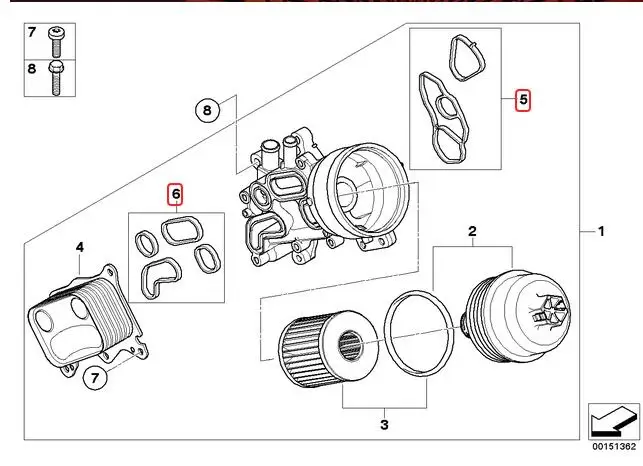 1 комплект прокладка масляного радиатора Набор уплотнений для Mini Cooper 2007- 11428643747