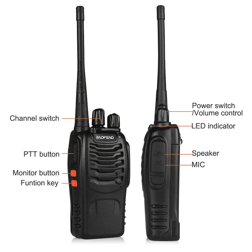 2pcs Baofeng BF-888S UHF 400-470 MHz 5W CTCSS Two-way Ham Radio 16CH Walkie Talkie bf 888s Portable Handheld CB Station Intercom 3