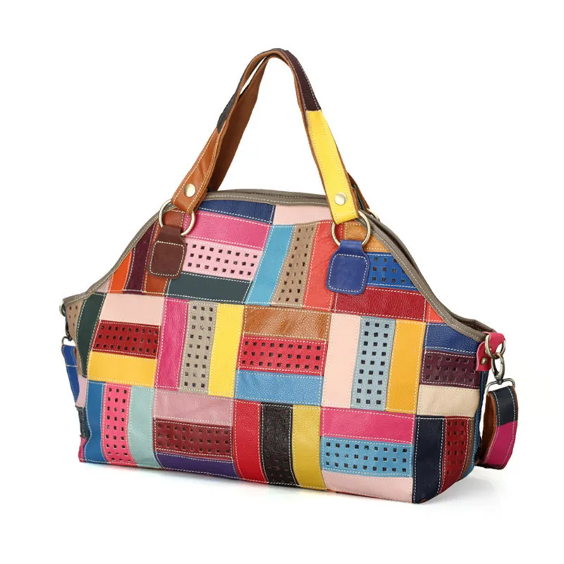 

Real Cowhide Women Designer Messenger Bags Luxury Genuine Leather Top-handle Tote Patchwork Shoulder Bags For Ladies ZY09
