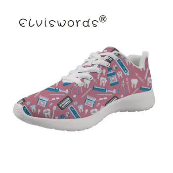

ELVISWORDS Dentist Sneakers Women Mesh Flats Black Shoes Plat form Woman Teenager Girls Casual Sneakers Female Fashion Non-Slip