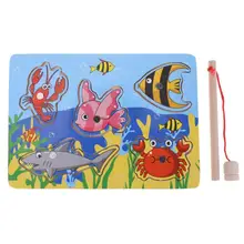 Детские Детская деревянная магнитная игра рыбалка 3D головоломки Красочные развивающие игрушки интересный детские, для малышей игрушка в подарок