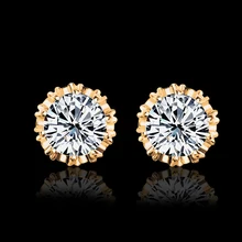 Горячая Распродажа 925 пробы серебряные модные ювелирные изделия 8 мм круглые 2 карата Кубического Циркония Серебряные серьги-гвоздики для женщин Подарки