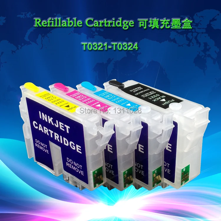 

INK WAY T0321-T0324 Chipped Refillable ink cartridge for Stylus C70 C80 C80N C80WN C82 C82N C82WN CX5200 CX5300 CX5400
