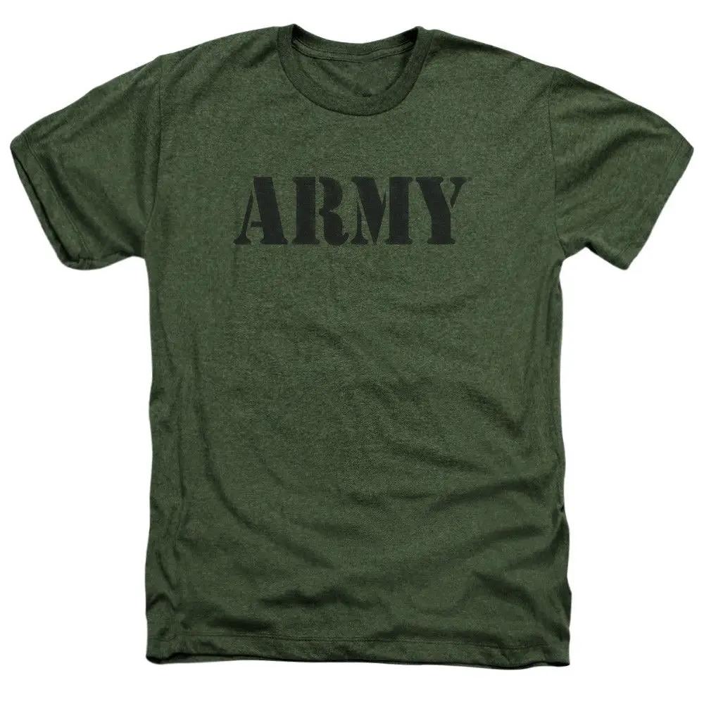 

United States U.S. Army STENCIL Logo Military Green Heather T-Shirt All Sizes