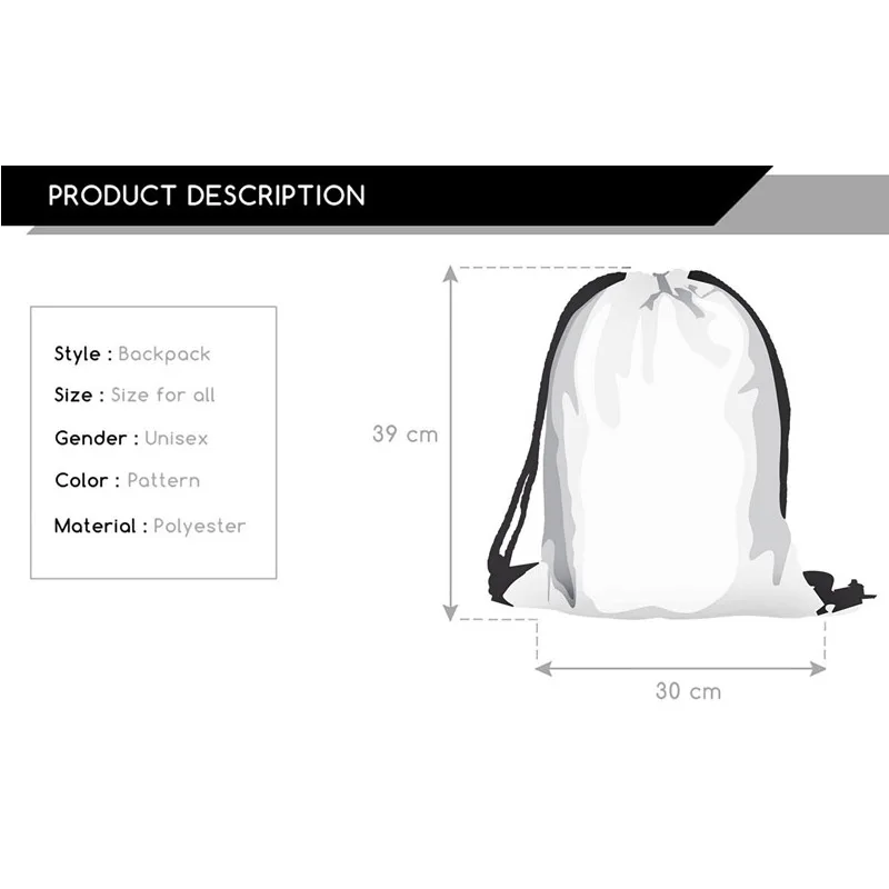 Hot Fashion Novelty Women 3D Printing Hand Bone Bags Black Drawstring Bag For Men Women Travel Pocket Drawstring Backpack Worek