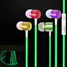 Hot Cool Luminous Earphone Glow In The Dark In-Ear Metal Earphones Stereo Headset With Microphone For Xiaomi Samsung iPhone 4S