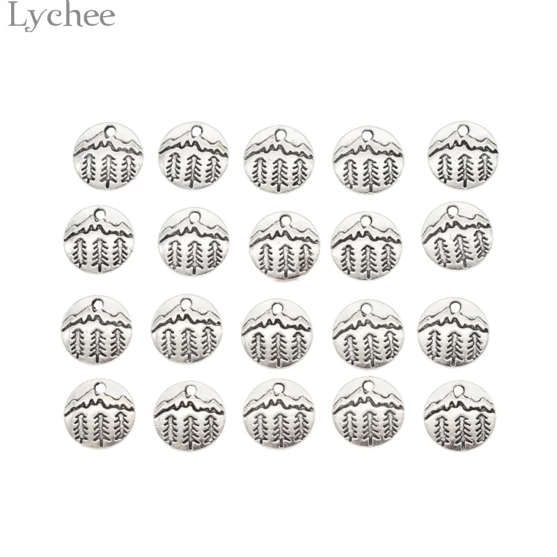Lychee 20 шт модные СПЛАВ горы бусины DIY Подвеска круглой формы Серебряный цвет