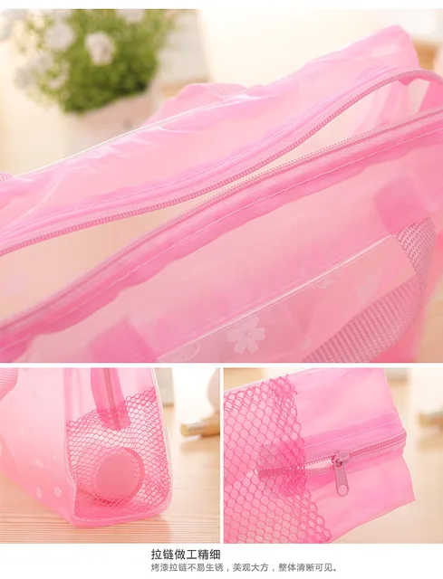 eTya 5 Colors Make Up Organizer Bag Toiletry Bathing Storage Bag women waterproof Transparent Floral PVC Travel cosmetic bag -