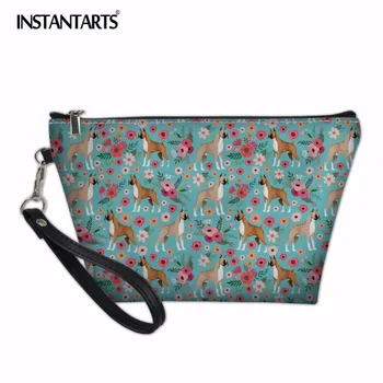 

INSTANTARTS Cute Boxer Flower Print Women Cosmetic Bag Fashion Daily Travel Make Up Bag Brand Makeup Case Organizer Bag Female