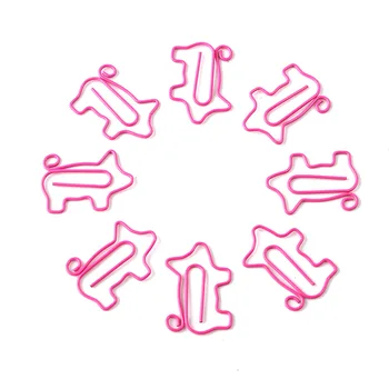 

200pcs Creative Cute Animal Paper clips Pink Pig Heterosexual Metal bulldog clips Cute Clip Creative Special-shaped Pin Clip