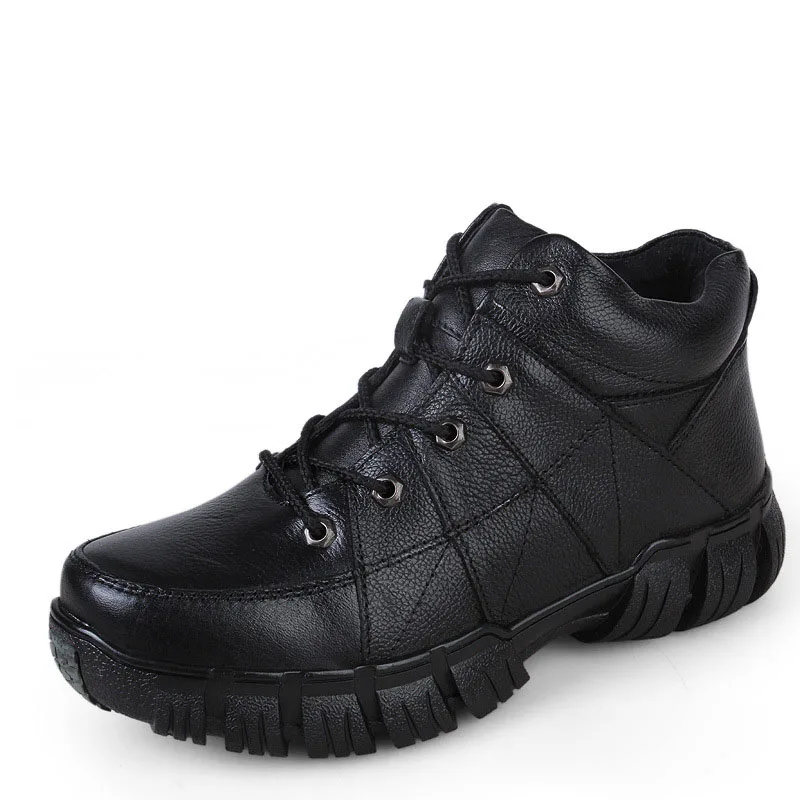 

Men's High-top Genuine Leather Hiking Shoes Outdoor Sport Mountain Climbing Walking Fur Travel Comfortable Trekking Snow Boots