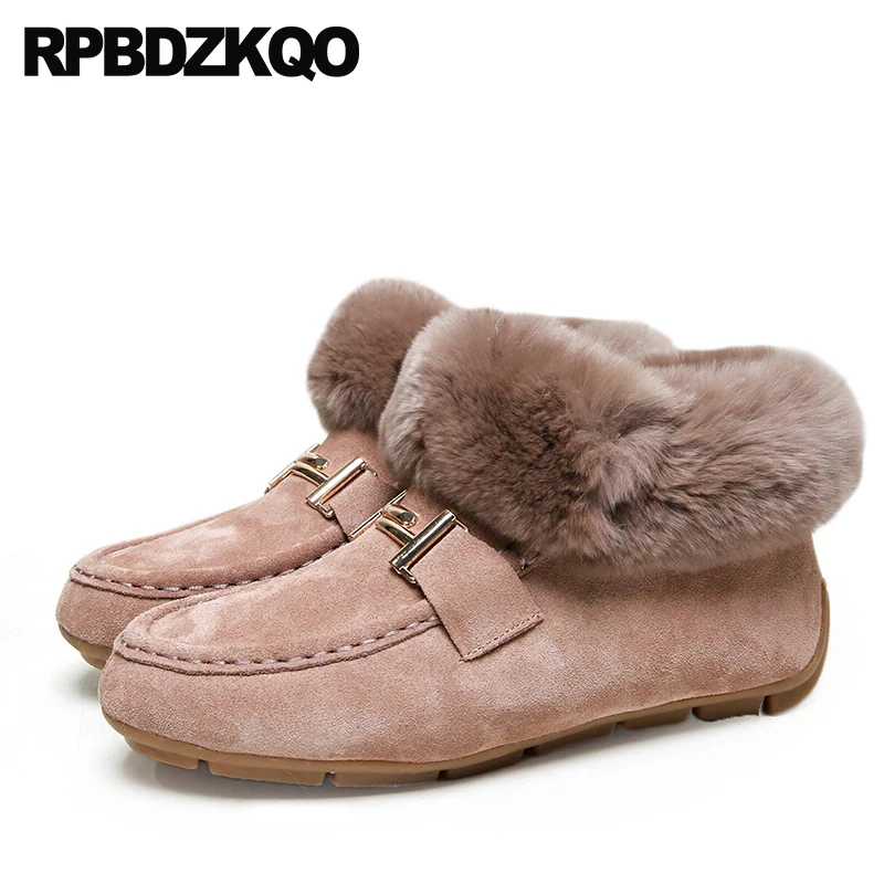 

comfy round toe rabbit drop shipping winter flats metal suede women designer shoes china ladies 2018 slip on korean fur chinese