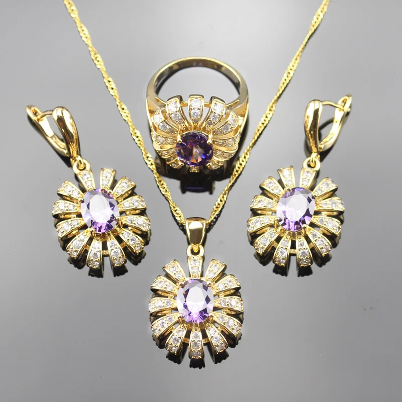 High Quality Gold Color Jewelry Sets For Women Bridal Party Wedding