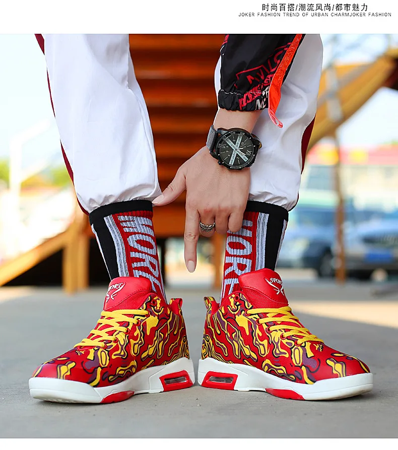 Couple shoes exclusive new unisex sneakers basketball shoes men's casual shoes colorful cloth design high elastic air cushion