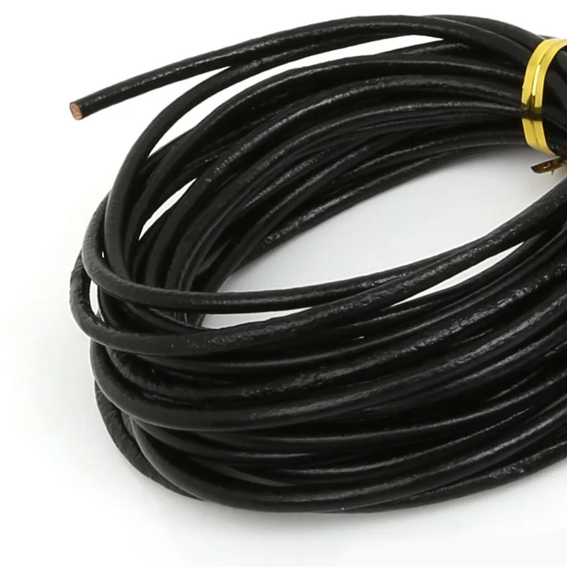 5 метров Многофункциональный шнур из натуральной кожи круглые стринги великолепный браслет Ожерелье Веревка Ювелирная цепочка нить 3 мм - Цвет: Black
