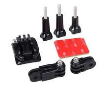 Helmet Side Mount Kits 3 Way Adjustable Pivot Arms + Flat Base + Curved Mount + 3M Adhesive for Go pro Gopro Hero 4 3+ 3 2 SJCAM