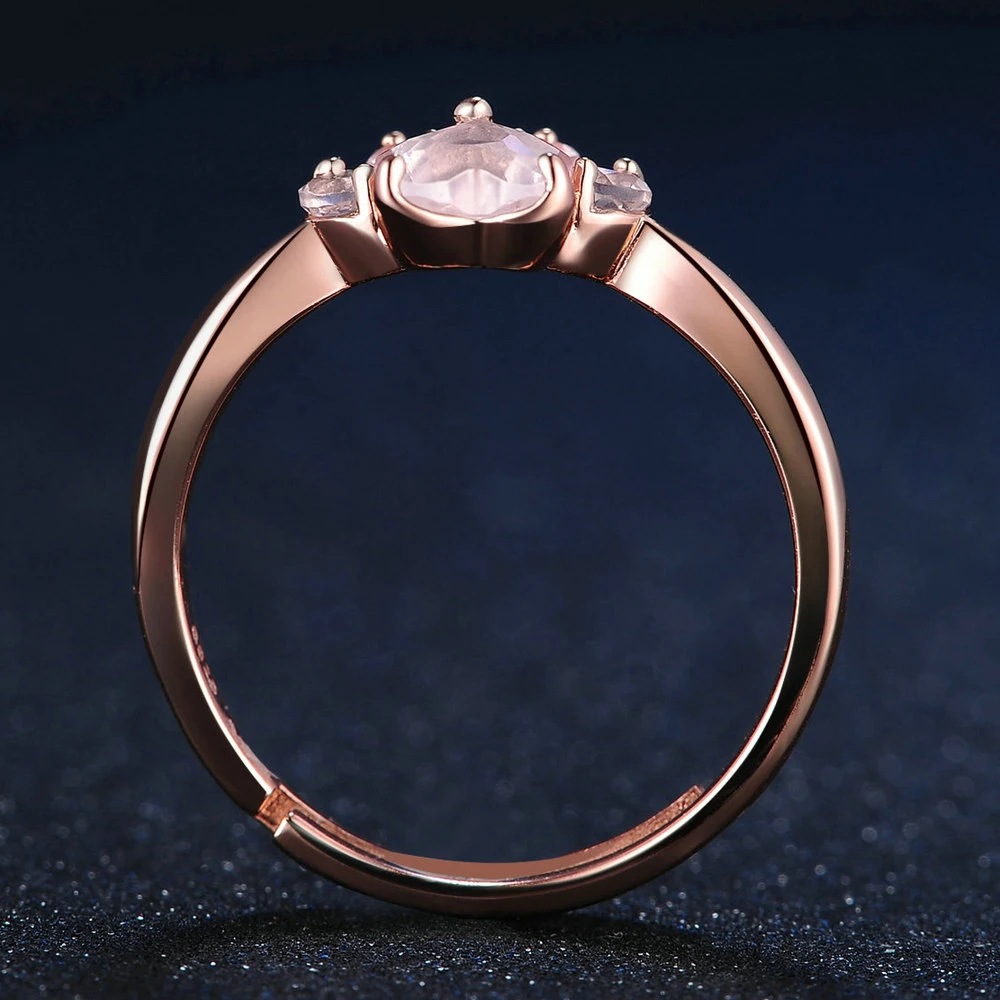 Кольцо из стерлингового серебра 925 лапы медведя лапы для женщин, розовый кварц, кольцо, 18 K, розовое золото, ювелирные изделия LMRI027