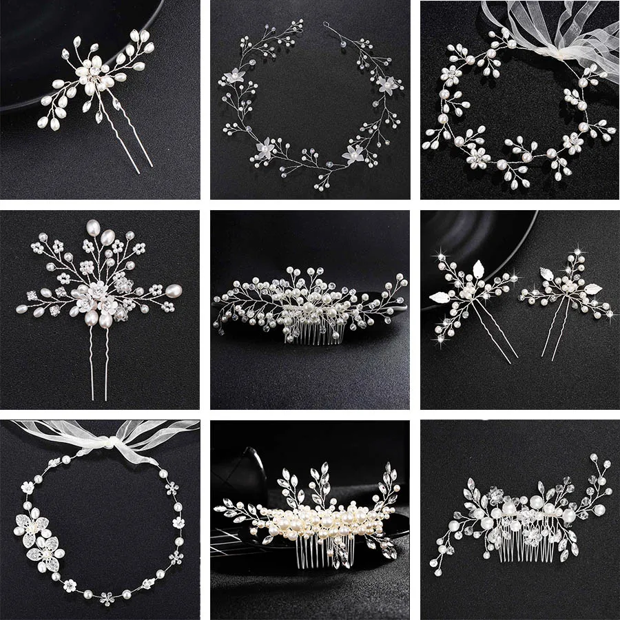 

QYY Fashion Pearl Wedding Hair Accessories Pearls Hair Clips Comb Pins 2019 Bridal Hair Jewelry for Women Headpieces