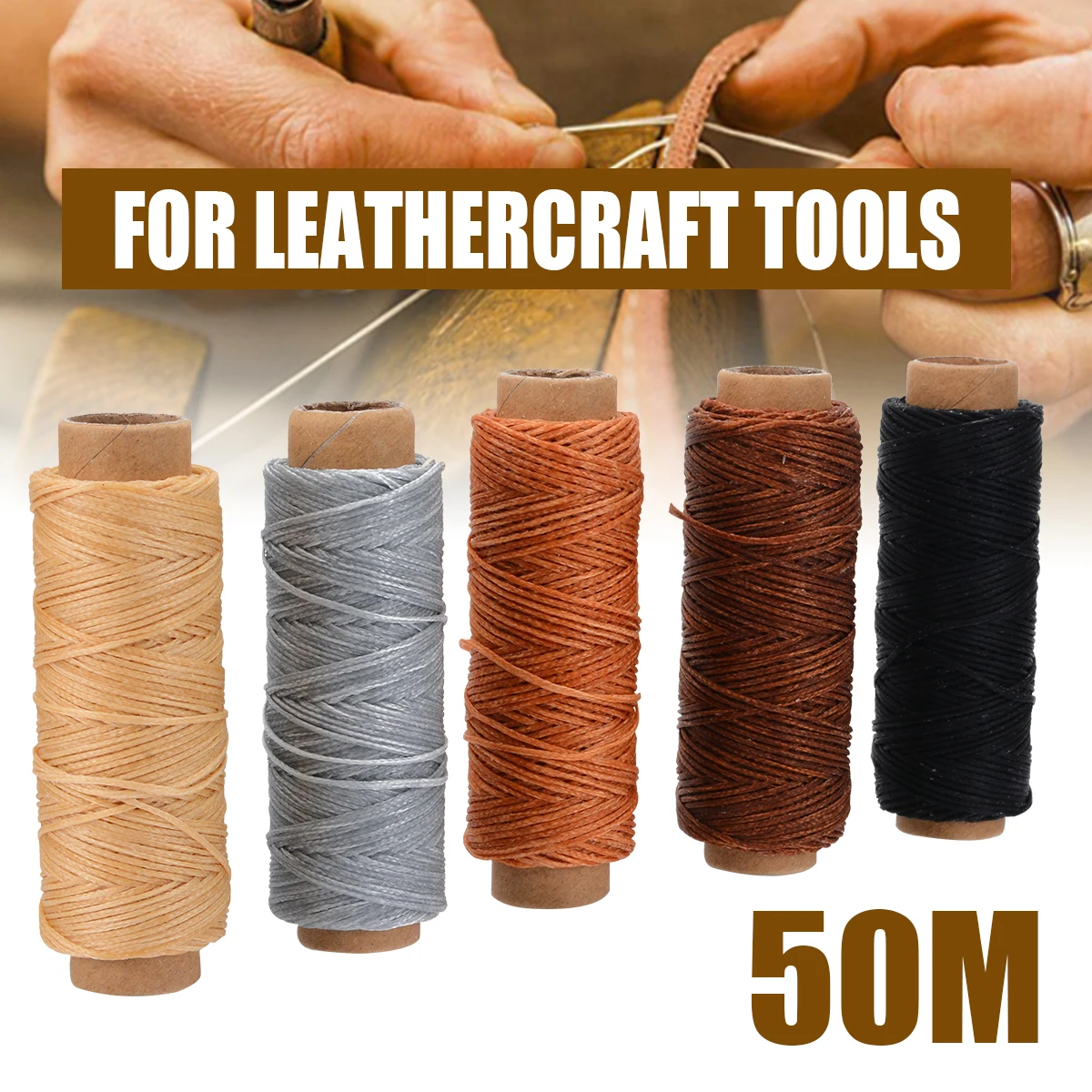 New 2019 14pcs/set Hand leathercraft Tool Set with Needle Leather Waxed Thread Cord Drilling Awl and Thimble for Leather Repair