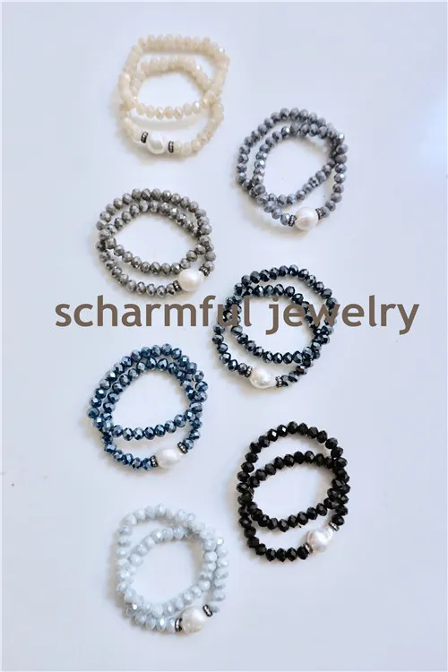 Boho Pave zircon Spacer барокко эластичный жемчужный браслет ювелирное изделие из жемчуга кристалл браслет Strand браслеты жемчужный браслет Jewelr